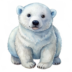 watercolor CUTE BABY  POLAR BEAR  illustration on white background