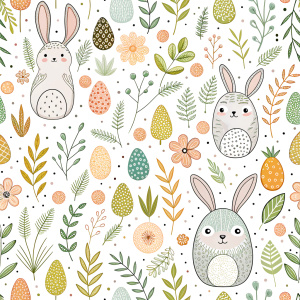 easter minimalist doodles seamless pattern tile, white ground