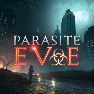 Digital artwork featuring the title screen of Parasite Eve game.