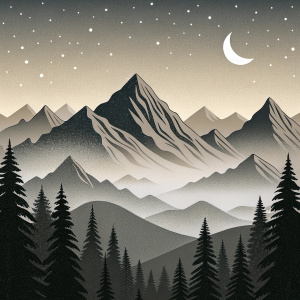 Beautiful gentle mountains and trees seamless pattern in Hiroshi Yoshida
