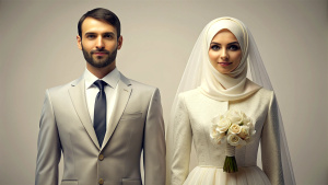 muslim wedding dress for bride and groom