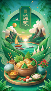 Dragon Boat Festival Poster Zongzi Dragon Boat Chinese Style
