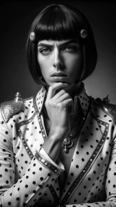 realistic bruno buccellati in a thoughtful pose JOJO