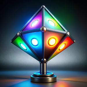 Lamp and aluminum with three sectors of colored lighting in a neoclassical design with wifi remote control