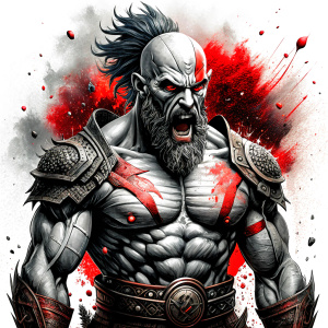 berserker tattoo design - perfect realistic art - high-definition - grey and black - white background 