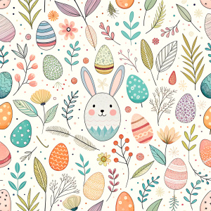 easter minimalist doodles seamless pattern tile, white ground