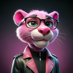 la pantera rosa con casaca negra con fucsia con lentes
