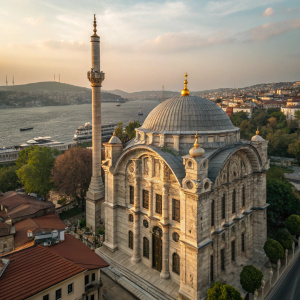The historic Theotokos Kyriotissa Church in Istanbul. Dazzling with intricate carvings and ornate stone columns. Aerial view