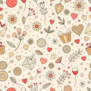 valentine day minimalist doodles for seamless pattern tile, light background