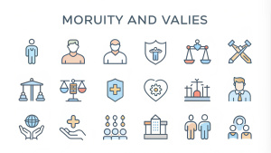 Morality and values line icons collection. Big UI icon set in a flat design. Thin outline icons pack. Vector illustration EPS10