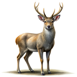 Realistic of a complete full body, Deer, white background, 