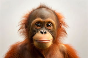 Cute Orangutan in white background 