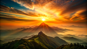 sunset upon mountain toop