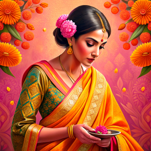 Block printing Saree