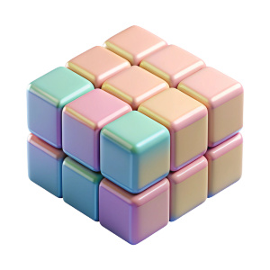 
pastel colorful Rubik's cube, 90's aesthetic