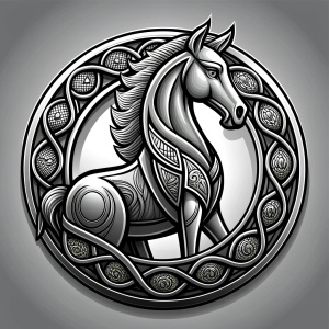nordic sleipnir symbol -  tattoo design - perfect realistic art - high-definition - grey and black - white background 