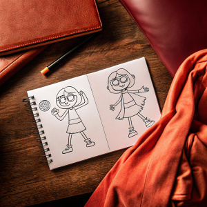 Chloe Swan, artist, creates dynamic sketches of a character from Loud House in various poses. Utilizing minimalist black lines on a plain white backdrop.
