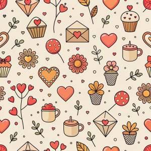 valentine day minimalist doodles for seamless pattern tile, light background