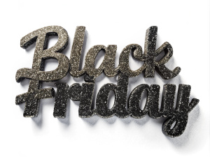 Black friday word write in glittre texture on white background