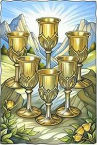 six of cups on the ground