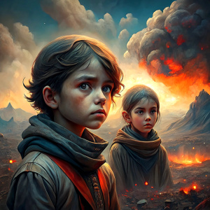 The children of war...
look at the sky with inflamed eyes.
Children of war...
there is a bottomless mountain in the heart of a small one.