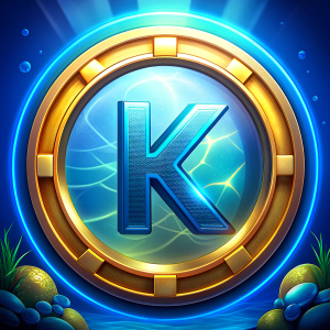 ocean K LETTER in blue ellipse  game element
 without background wallpaper game gamble style