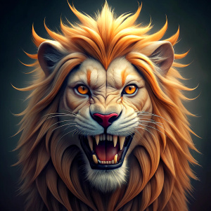 create a lion with horror smile
