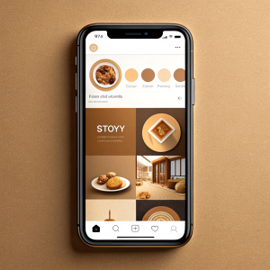 instagram application story in the beige theme