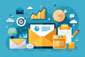 Prompt:

Create an illustration without text that visually represents tips to increase email open and click-through rates.

Idea Representation:

Imagine a visual composition showcasing seven key elements:
Catchy subject lines.
Professional sender addresses.
Optimize for mobile.
Relevant content, avoid promotions.
Time emails strategically.
A/B testing for effectiveness.
Track campaign performance.
Each visual element should convey a specific tip for enhancing email engagement and performance, g