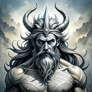 Nordic God Njörd, The Norse Sea God - perfect realistic art, high-definition grey and black, white background tattoo design