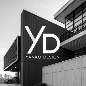 Black and white logo featuring stylized 'YD' and 'Yanko Design'. Clean, modern design.