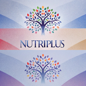 Stylized logo for Nutriplus, featuring a vibrant tree design in multiple color schemes.
