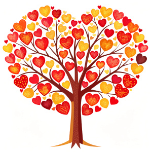 Valentine tree, love, leaf from hearts