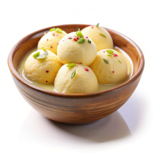 Rasmalai on white background