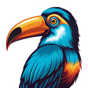 Toucan, mascot cartoon character, flat design, isolated on white background