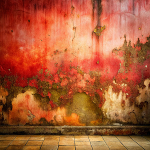 Old moldy and neglected red wall