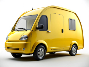  
Electric yellow mobile home car 