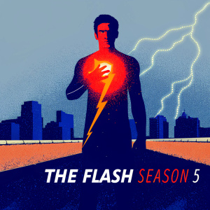 Poster for The Flash Season 5. Barry Allen, aka The Flash, standing with serious expression, holding a lightning bolt. Digital release label visible.