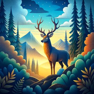 deer in the forest, high detail illustration