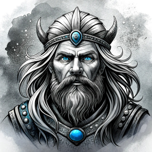 Nordic God Njörd, The Norse Sea God - perfect realistic art, high-definition grey and black, white background tattoo design