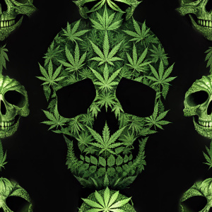 weed skull, black background