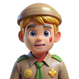 Wounded scout, cartoon style