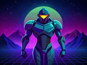 dark samus In blue tones