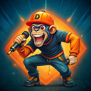 dessiner pour moi un singe rappeur de la tendance drill music qui dance sur le beat