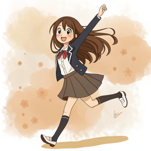Digital portrait of Maria Otonashi. Anime style, dynamic pose, brown hues