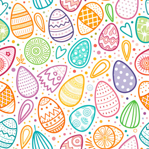 easter ,Fun colorful line doodle shape seamless pattern. Creative minimalist style art background for children or trendy design with basic shapes. Simple childish scribble backdrop.