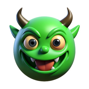 a green smiling devil, comic effect, dynamic and aesthetic, 3D color effects, edgy and modern ((Comic-Style)), trending on artstation, isolated