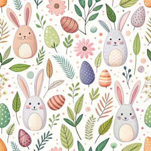 easter minimalist doodles seamless pattern tile, white ground