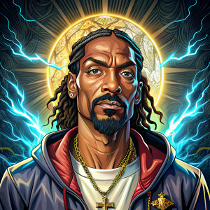 Vector snoop dogg with lightning bling as jesus quote