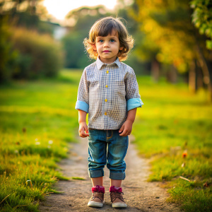 una niño en gran plano general